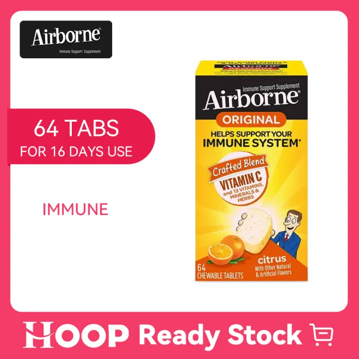 Reckitt Airborne Immune Support Supplement Citrus 1000mg of Vitamin C