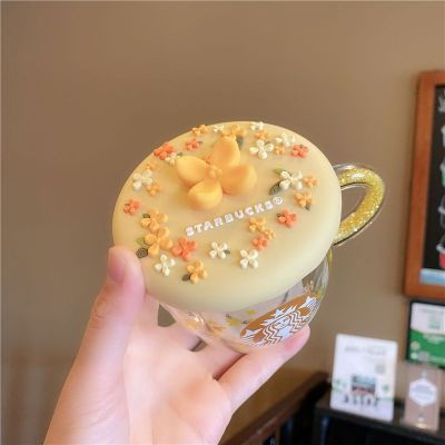 Jin Gui Mantian ถ้วยแก้วกาแฟดอกหอมหมื่นลี้สุดสร้างสรรค์พร้อมฝาถ้วยน้ำสำนักงาน