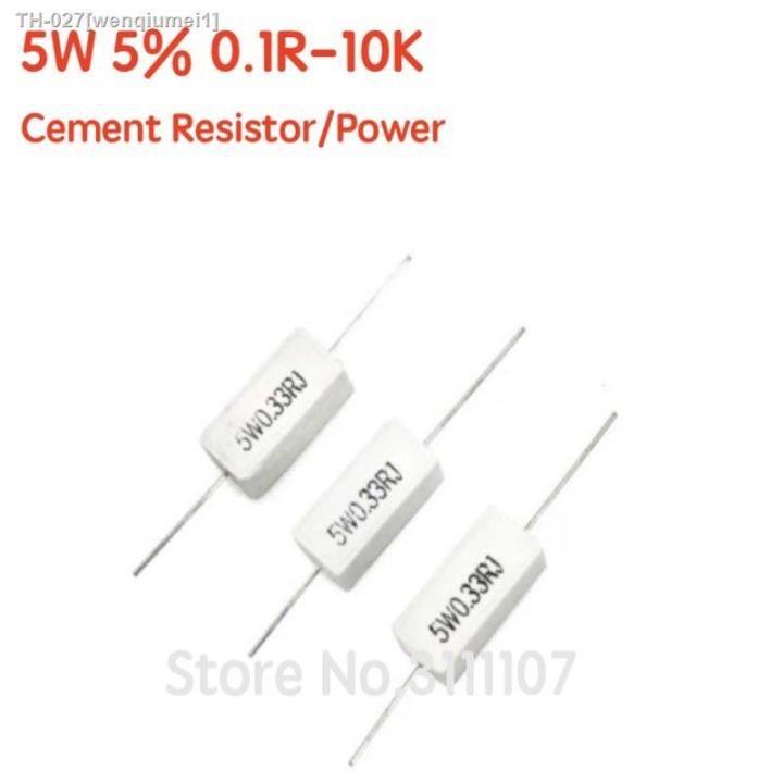 10pcs-lot-5w-5-cement-resistor-power-resistance-0-1r-10k-0-1r-0-5r-1r-10r-0-22-0-33-0-5-5-6-1-2-5-8-10-15-20-25-30-100-1k-10