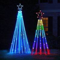 Multicolor Animated Outdoor Christmas Tree Lightshow String Waterfall Star Lights US Plug For Garden Yards งานแต่งงาน