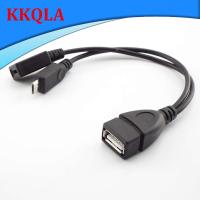 QKKQLA 2 in 1 OTG Micro Usb Host Power Y Splitter Usb Adapter to Mirco 5 Pin Male Female Micro USB Port OTG Charging Cable