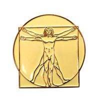 【CC】 Vitruvian Man pocket museum art pin badge Da VincVitruvian by da Vinci Pewter Pin Badge