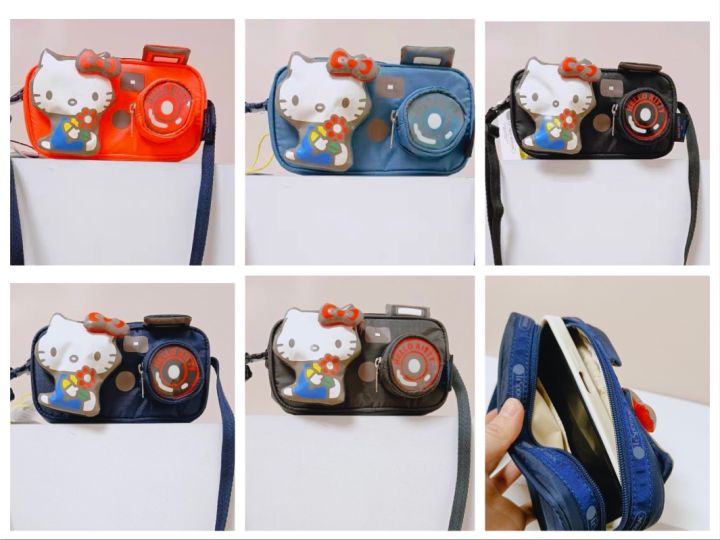 lesportsac-2023-hello-kitty-ร่วมรุ่นกล้องรูปกระเป๋าสะพายกระเป๋าสะพายข้าง3423