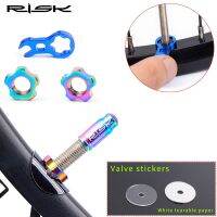 【CW】 RISK Titanium Bicycle Tire Valve Cap With Nut/Wrench/Protection Sticker Set Road Bike Presta Valve Dust Proof Cover Accessories