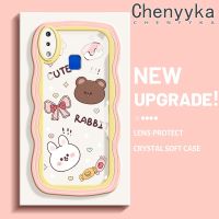 เคส Chenyyka สำหรับ VIVO เคส Y95 Y91i Y91การ์ตูนกระต่ายน่ารักหมีดีไซน์ใหม่ขอบครีมโปร่งใสลายกล้องถ่ายรูปเคสมือถือนุ่มฝาครอบป้องกันเรียบง่าย