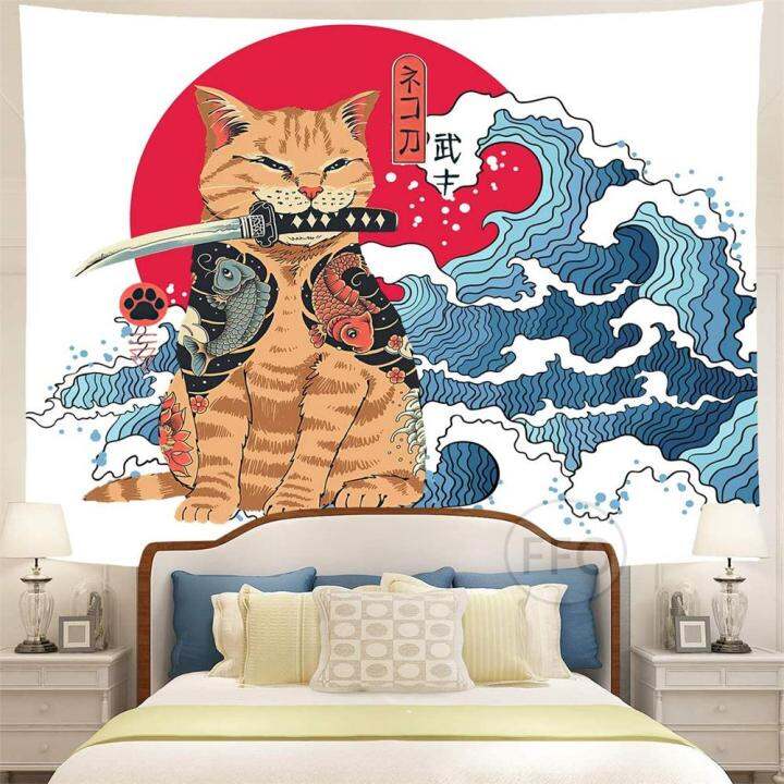 cw-japanese-samurai-cat-tapestry-wall-hanging-ocean-wave-tapestry-aesthetic-room-decor-tapestries-bed-cover-cars-home-decoration