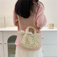 New Bags Womens Woven Bag Large Capacity Fashion Shoulder Bag Bow Hand Bag Beach Bag Straw Bag