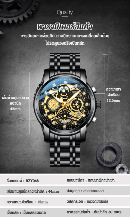 juscomart-นาฬิกาเข็มเหล็กตัวเรือนสแตนเลสสตีลหน้าปัดสีดำ