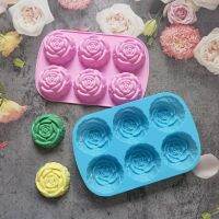 【lz】❀✷∏  Silicone 6 buracos flor rosa bolo sorvete chocolate molde sabão 3d cupcake bakeware cozimento prato bolo pan muffin molde