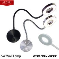 LED-Hoses-Wall-Light 5W 360° Flexible bedroom with switch in LEDs Selfie Ring Light Indoor wall Lapms For Makeup Bedside Reading