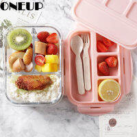 ONEUP Lunch Box For Kids Glass Microwave Bento Box Food Container With Compartment Storage School Leakproof Kitchen Comida