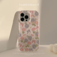 เคสไอโฟนด้านหลังปลอกกันกระแทกลายดอกไม้ชมพูอ่อนฝรั่งเศส IPhone 7 8Plus XR XS Max 11 12 13 Pro Max 14 14 14Plus 14pro 14Promax TPU