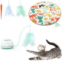 ATUBAN Interactive Cat Toys,2-in-1 Cat Feather Toy,Adjustable Ambush Feather Kitten Toy for Cat Exercise Catcher Chasing Hunting