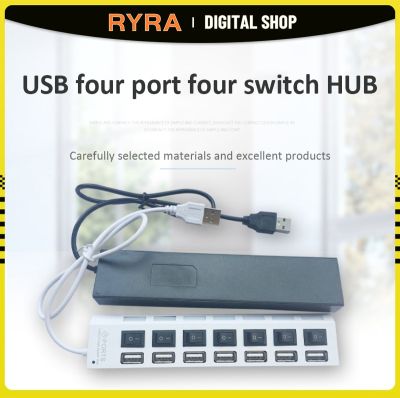 Hyra 4/7พอร์ต USB2.0ฮับยูเอสบีฮับ USB ตัวแยก USB ที่พ้วง USB อะแดปเตอร์แปลงไฟฮับ USB2.0ขยายหลายอันพร้อมสวิตช์สายเคเบิล30ซม.