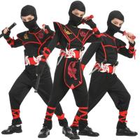 Halloween Anime Kids Deluxe Ninja Japanese Costume Cosplay Costume for Kids Swordsman Warr Suit Carnival Fancy Dress No Weapon