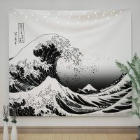 【CW】☫✈♕  Kanagawa Big Tapestry Psychedelic Teen Indie Room Macrame Wall Hanging Large Fabric