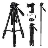 Andoer TTT-03 2-In-1ขาตั้งกล้องสามขา Monopod อลูมิเนียมอัลลอยด์3-Way หัวหมุน163ซม.ความสูง5โหลดกิโลกรัมความจุคลิปโทรศัพท์กระเป๋าใส่โน๊ตบุ๊คแบบพกพาสำหรับสมาร์ทโฟนกล้อง DSLR กล้องวิดีโอ