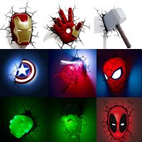 Series 3D Marvel LED Wall Lamp Living Room Creative Night Light Ironman Hammer n as Boys Gift