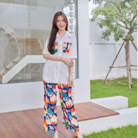 ชุดนอน Muslin pajamas  ซาติน Silk Satin ผ้านุ่มลื่น ใส่สบาย ( รุ่น T1079)