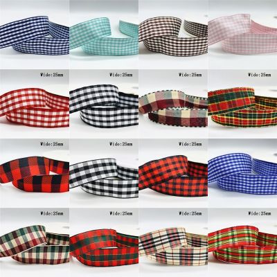 5yards/Lot 25mm Plaid Ribbon Christmas Decor Ribbon For Handmade Design Christmas Decoration DIY Gift Wrapping Gift Wrapping  Bags