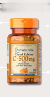 Puritans Pride Vitamin C-500 mg with Rose Hips Time Release 100 Coated Caplets