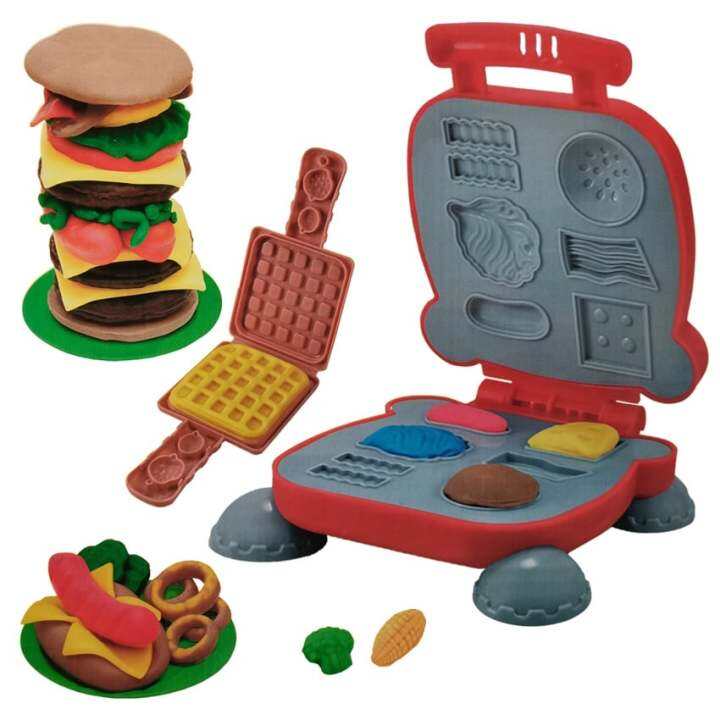 Magic Dough PlayDoh Burger Waffle Maker and Burger Barbecue Modeling