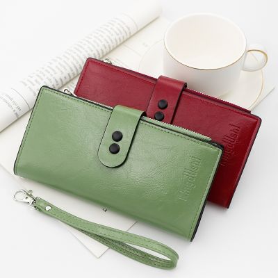 Womens Long Korean Version Wallet Fashionable Multi Card Wallet Large Capacity Buckle Handbag