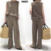 COD DSGERTRYTYIIO [Stock]?MIGO - Ms. Korean style slimming suit womens draping sleeveless vest wide leg pants two-piece set female elegant outfit