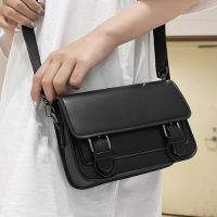 Korean Ins Japanese Pu Leather Waterproof Big Capacity Men Box Bag Messenger Bag 【JULE】