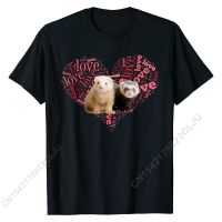 Love Ferrets Tshirt Heart Shaped Ferret Lover Gift Cotton T Shirt For Students Crazy Men Tees Simple