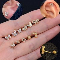 1pcs Fashion Elegant Crystal Butterfly Studs Earrings For Women Piercing Cartilage Earrings Cute Statement Korean Jewelry Gifts