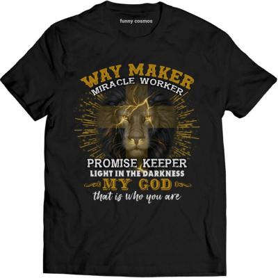 Christian Jesus Lion Way Maker Miracle Worker Promise Keeper of the Light in Darkness My God T-shirt Classic 100% cotton