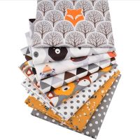 8pcs fox bear cotton twill printing fabric DIY hand patchwork Sewing Quilting Material For Baby Child pure cotton fabric