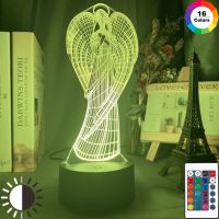 Acrylic 3d Illusion Led Night Angel Figure Model Nightlight for Baby Kid Child Room Decorative Usb Battery Desk Lamp