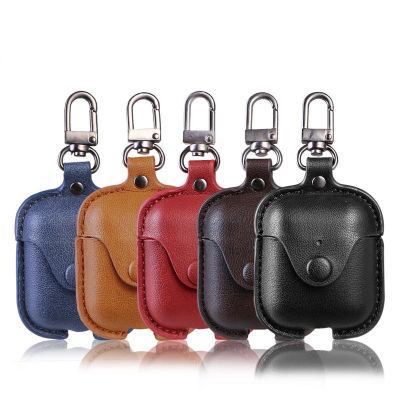 เคสหนังสุดหรูสําหรับ Case for a.p.p.l.e AirPods Pro 2 3 generation, Bluetooth Headphone Protective Cover with Carabiner Hook