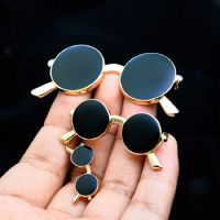 hot【DT】∈✶  Enamel Glasses Sunglasses Pins Brooches Badge Men Shirt Collar Clothing Accessories Decoration