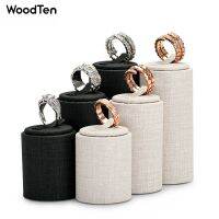 WoodTenPU หนัง 3 ชิ้นชุดแหวนยืนแสดงเครื่องประดับยืนเก็บเครื่องประดับPU076