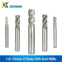 4 ขลุ่ย End Mill 1.0-13mm HSS Milling Cutter Straight Shank CNC Machine Milling Tools สําหรับเครื่องตัดโลหะอลูมิเนียม Router Bit