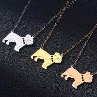 QIMING Cute Animal English Bulldog Dog Necklace For Women Girls Lovely Animal Pet Lover Fashion Jewelry Accessories