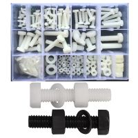 ✸ M4 M5 M6 M8 M10 Black White Nylon External Hex Hexagon Screw Nut and Washer Set Plastic Insulated Outer Hex Hexagon Bolt Screw