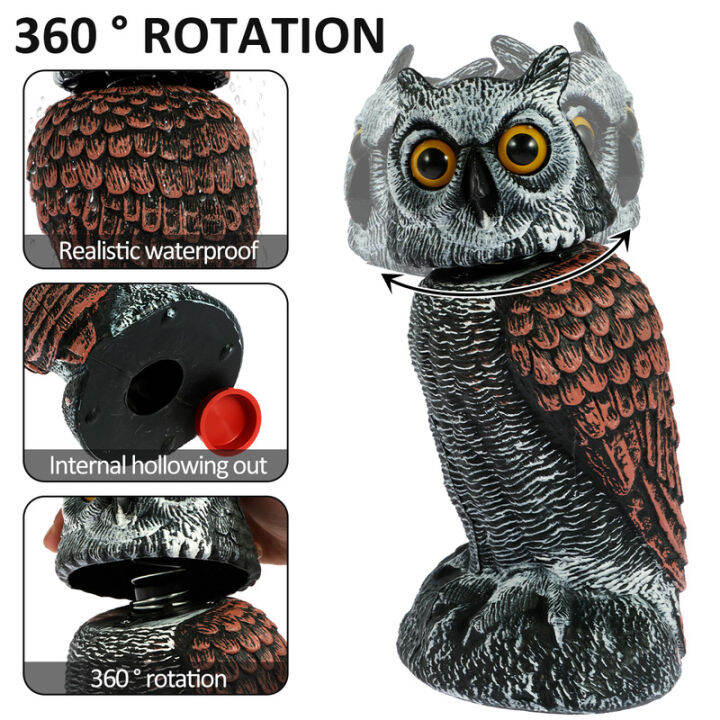 Fake Owl Decoy Lifelike Simulation Owl Bird Deterrent with 360° Swivel