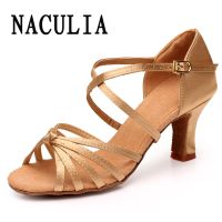 Woman Latin Dance Shoes Ladies Girls Child Shoes Soft Satin Sandal Leather Sole Ballroom Dance Shoes High Heels Shoes Wholesales