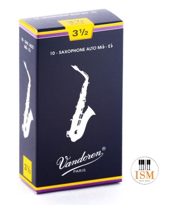 Vandoren ลิ้นอัลโต แซกโซโฟน รุ่น Traditional กล่องน้ำเงิน No.3.5 Alto Saxophone reed Traditional  No.3.5 (กล่องละ 10 อัน)