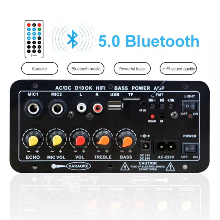 Power Amplifier Board Audio Bluetooth USB FM Radio TF Player Subwoofer