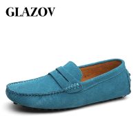 GLAZOV Fashion Men Loafers Mens Casual Shoes Suede Leather Moccasins Masculino Breathable Slip on Boat Shoe Chaussures Hommes