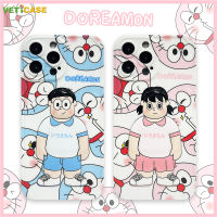 3D การ์ตูน Nobita Nobi Hierka Doraemon ฝาครอบเลนส์เคสโทรศัพท์สำหรับ Apple IPhone 13 12 11 Pro X XS Max XR Soft TPU ป้องกันฝาหลังโทรศัพท์มือถือกรณีสีฟ้าสีขาวสีชมพู