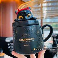 Starbuck 2021วันฮาโลวีนที่น่ารักฮอร์นแก้วกาแฟชื่นชมตาแมวกว้างแก้วเซรามิกใส่เครื่องดื่มชุดฝาปิด