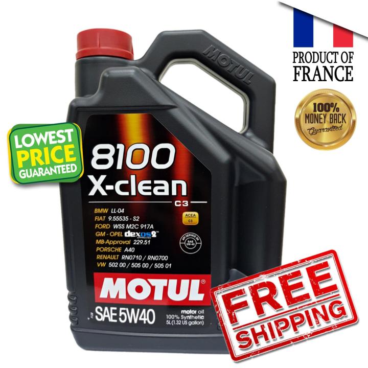 Motul 8100 X-CLEAN 5W40 - 25 Liters - Fully Synthetic Engine Motor Oil (5 x  5L)