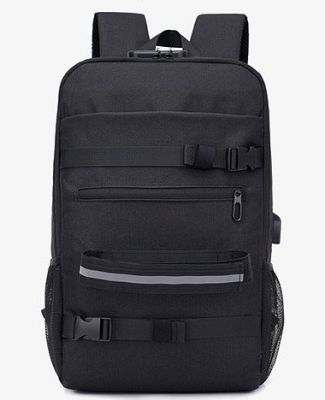 New Skateboard Backpack Bag Anti-theft Password Lock USB Charging Shoulder Bag Men Women Leisure Travel Computer Bag Longboard