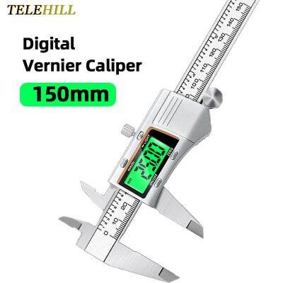 0-150Mm เครื่องวัดระยะเวอร์เนียดิจิตอล LCD Backlight Caliper สแตนเลสไม้บรรทัดอิเล็กทรอนิกส์เครื่องมือวัดไมโครมิเตอร์เครื่องวัดระยะเวอร์เนีย